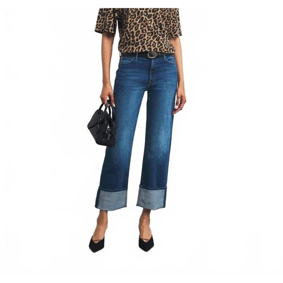 NEW MOTHER checkerboard duster flood cuff jeans in bunny hop - Picture 1 of 5